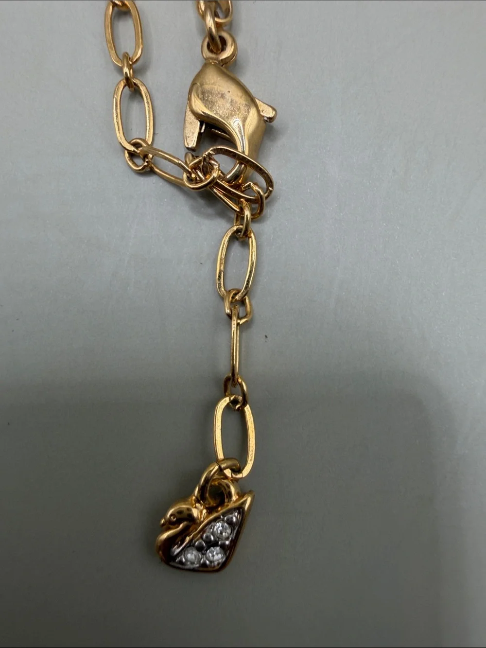 Vintage Swarovski Crystal Pendant Necklace, Clear Teardrop Pendant 16 inches